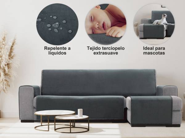 Cubre Sofa Chaiselongue Antimanchas TEBAS