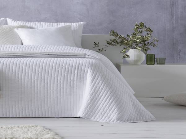 Colcha Jacquard Blanca Hostelería Cuadros