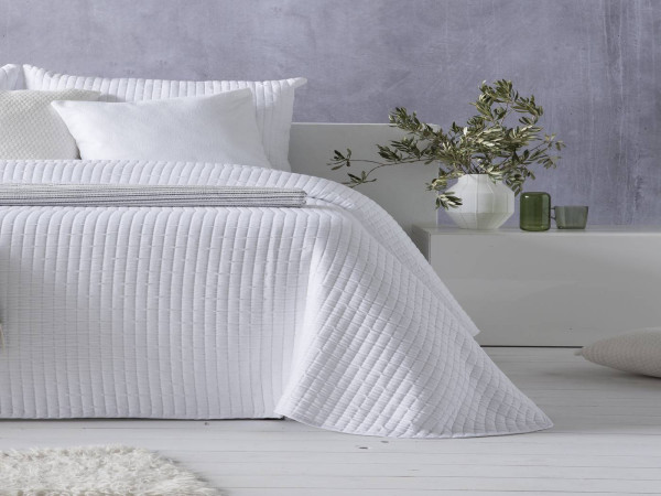 Colcha Jacquard Blanca Hostelería Cuadros