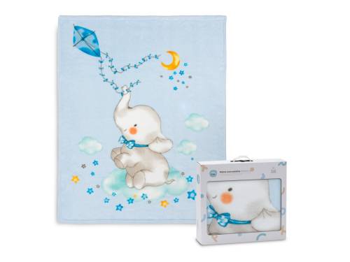 Manta Cuna Sedalina Interbaby ELEFANTE COMETA - Azul