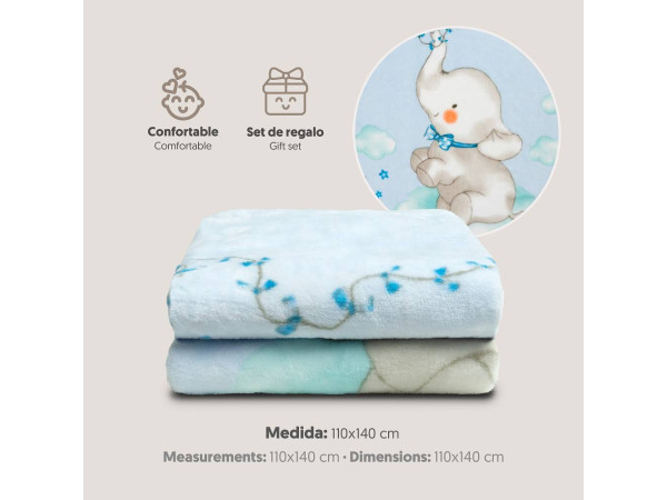Manta Cuna Sedalina Interbaby ELEFANTE COMETA - Azul