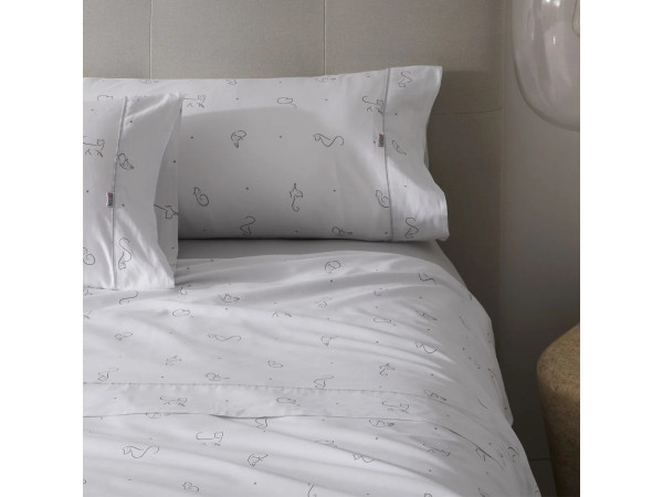 Juego sábanas estampadas Estelia 100 % algodón MISI -PERLA