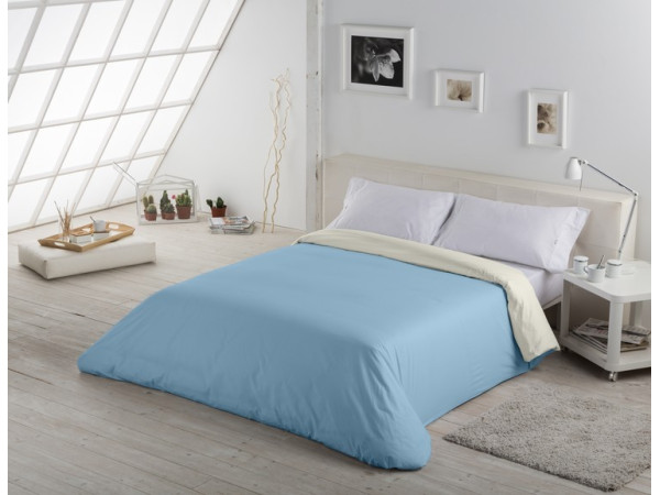 Funda nórdica bicolor algodón 344-CREMA-AZ. CELESTE