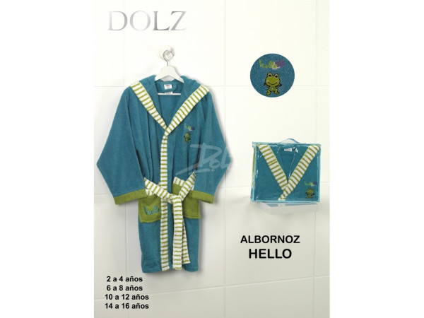 Albornoz Infantil Bordado Dolz HELLO