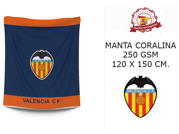 Manta Plaid Coralina VALENCIA C.F 120X150 cm