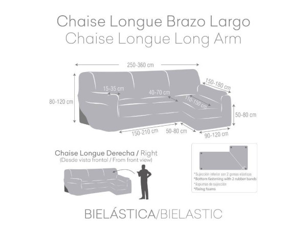 Funda Chaise Longue Brazo Largo Bielástica Eysa THOR 