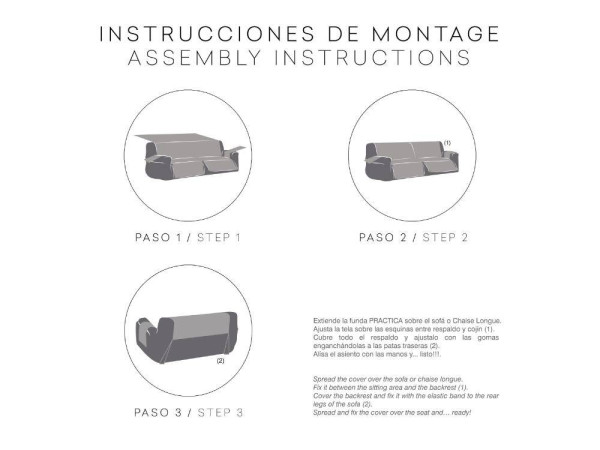 Funda Relax Acolchada Eysa MONTBLANC 2 Plazas con 2 pies  