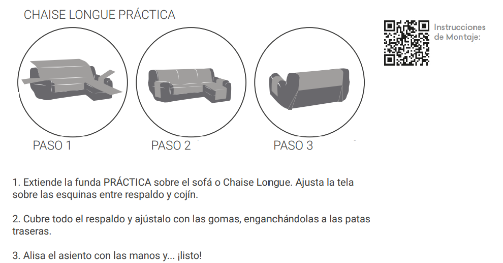 Colocación Funda Sofá chaiselongue practica EYSA 2026