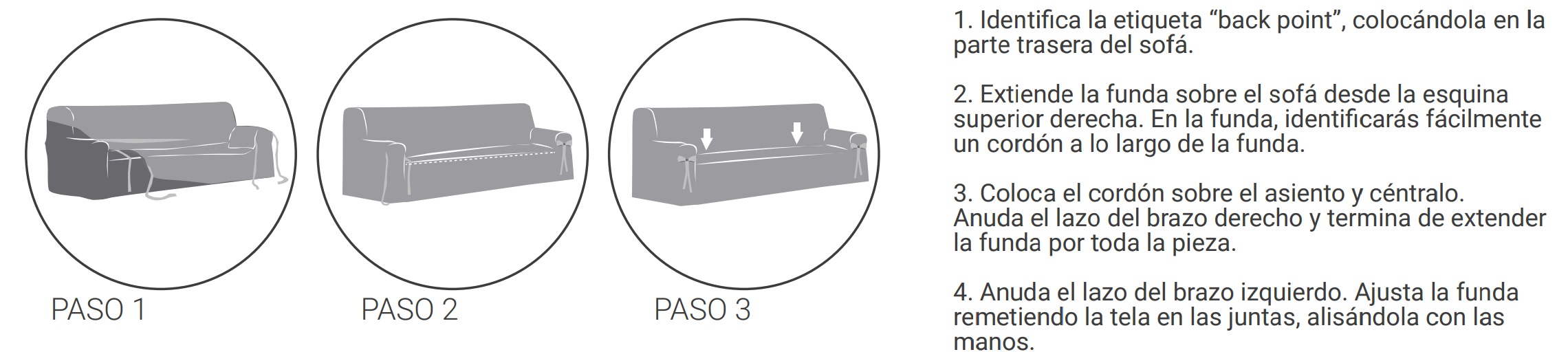 Colocación fundas de sofá de lazos Eysa