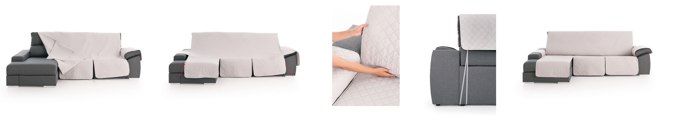colocación funda sofa chaiselongue con relax