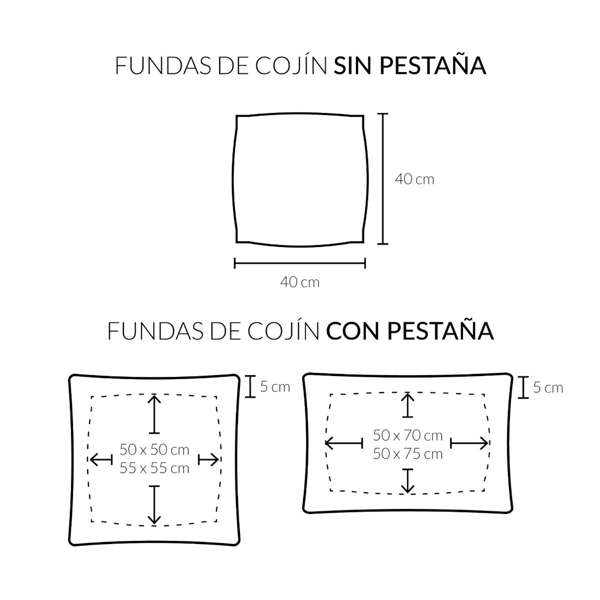 Medidas funda de cojin 50-50 Estelia