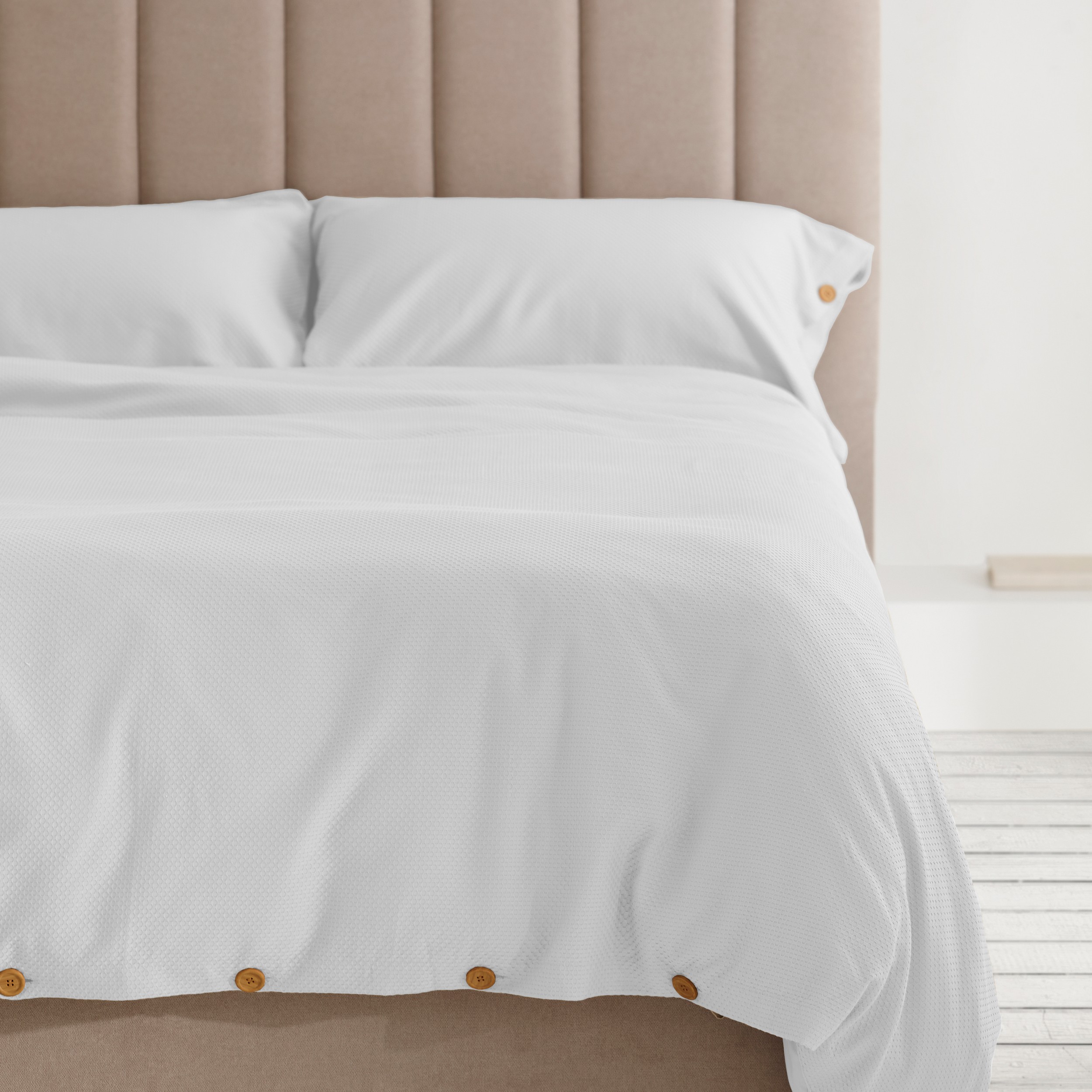 Dúo funda nórdica y almohadas algodón Suiza. 001-BLANCO